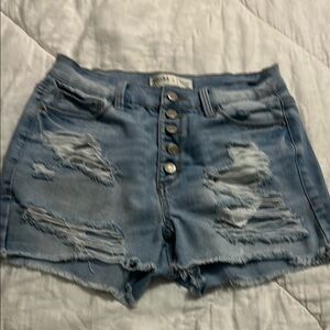 Mudd high rise shortie Denim Blue Women's Shorts (7)